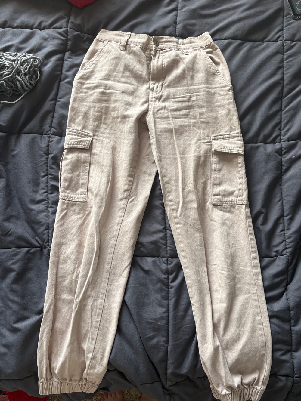 Women’s Beige Cargo Jogger Pants - Casual Utility Style
